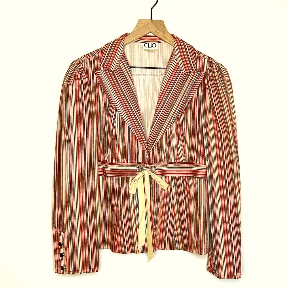 Like New! Vintage Clio red black striped blazer size 10